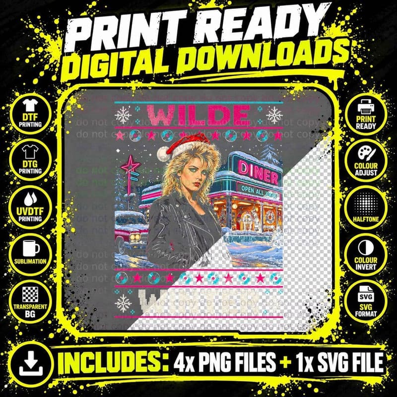 Kim Wilde Winter Christmas Ugly Sweater Xmas Jumper 80s Png SVG Digital Bundle