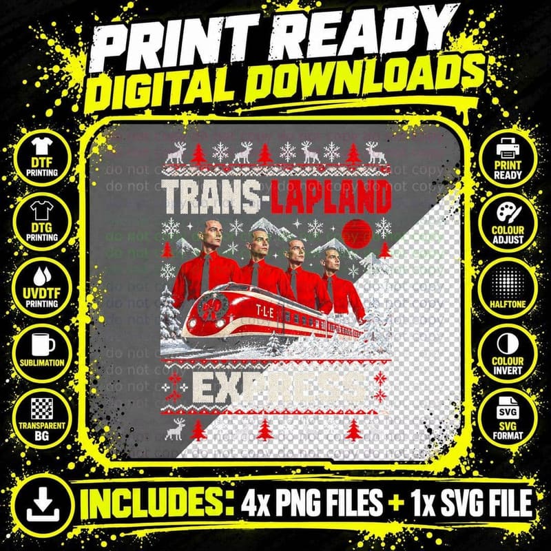 Kraftwerk Trans Lapland Express Christmas Ugly Sweater Png SVG Digital Bundle