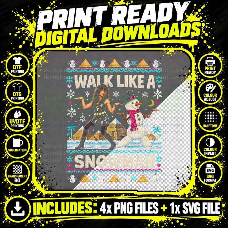 Susanna Hoffs Walk Like A Snowman Christmas Ugly Sweater Png SVG Digital Bundle