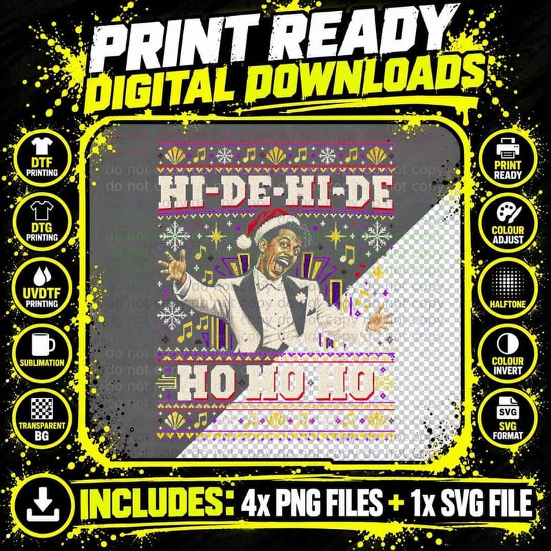 Cab Calloway Ugly Sweater Hi De Hi De Ho Ho Ho Swing Png SVG Digital Bundle