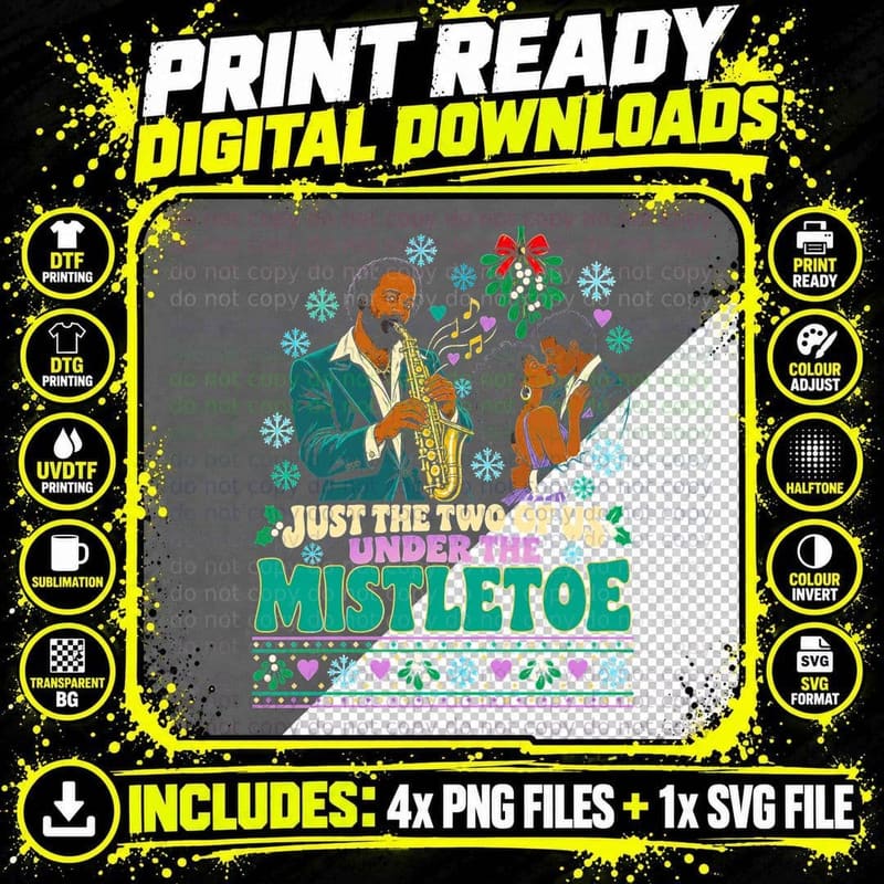 Grover Washington Jr Retro Jazz Christmas Mistletoe Png SVG Digital Bundle