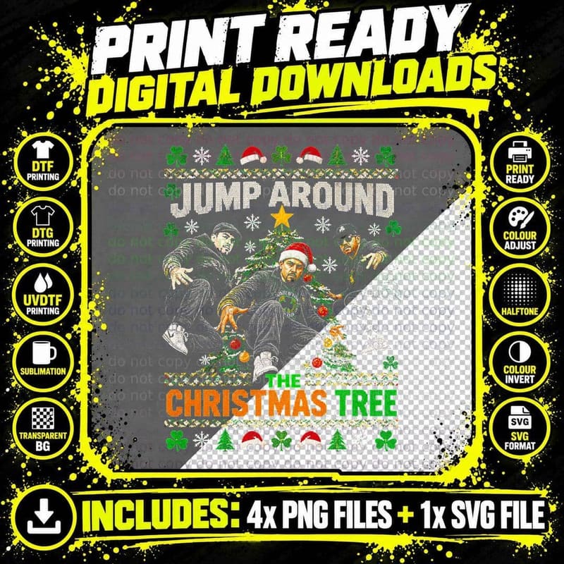 House of Pain Jump Around Xmas Jumper 90s Hip Hop Png SVG Digital Bundle