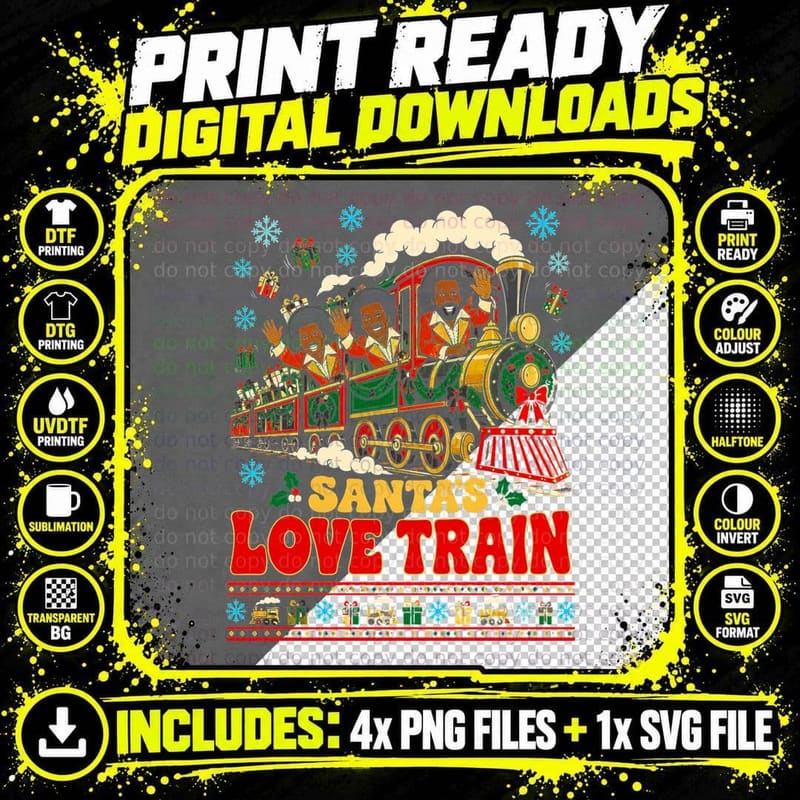 The O'Jays Retro Soul Christmas Love Train Vintage Tee Png SVG Digital Bundle