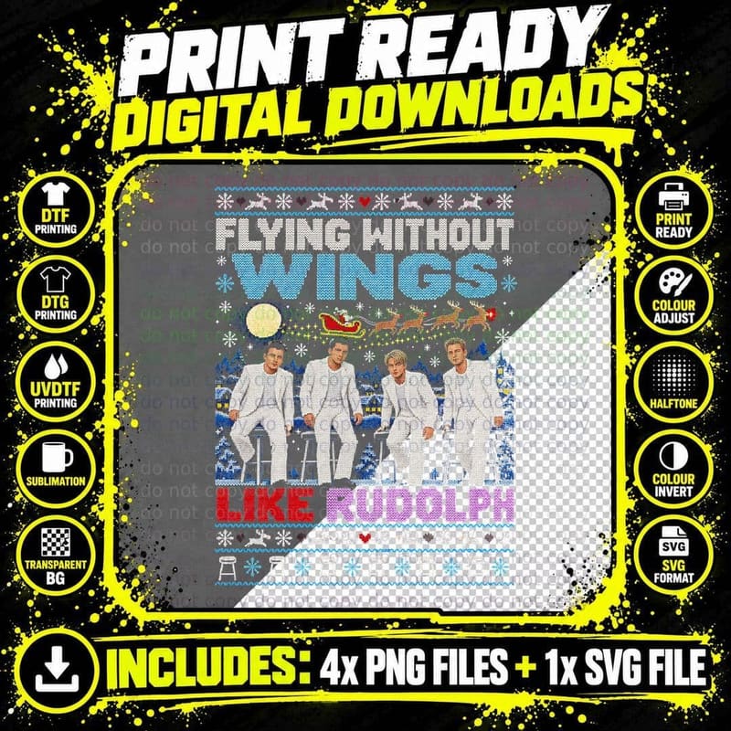 Westlife Flying Without Wings Like Rudolph Xmas Jumper Png SVG Digital Bundle