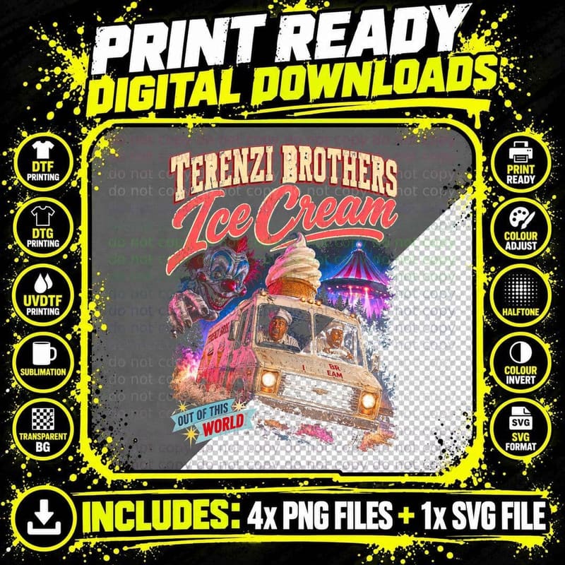 Killer Klowns From Outer Space Retro Ice Cream Van Png SVG Digital Bundle