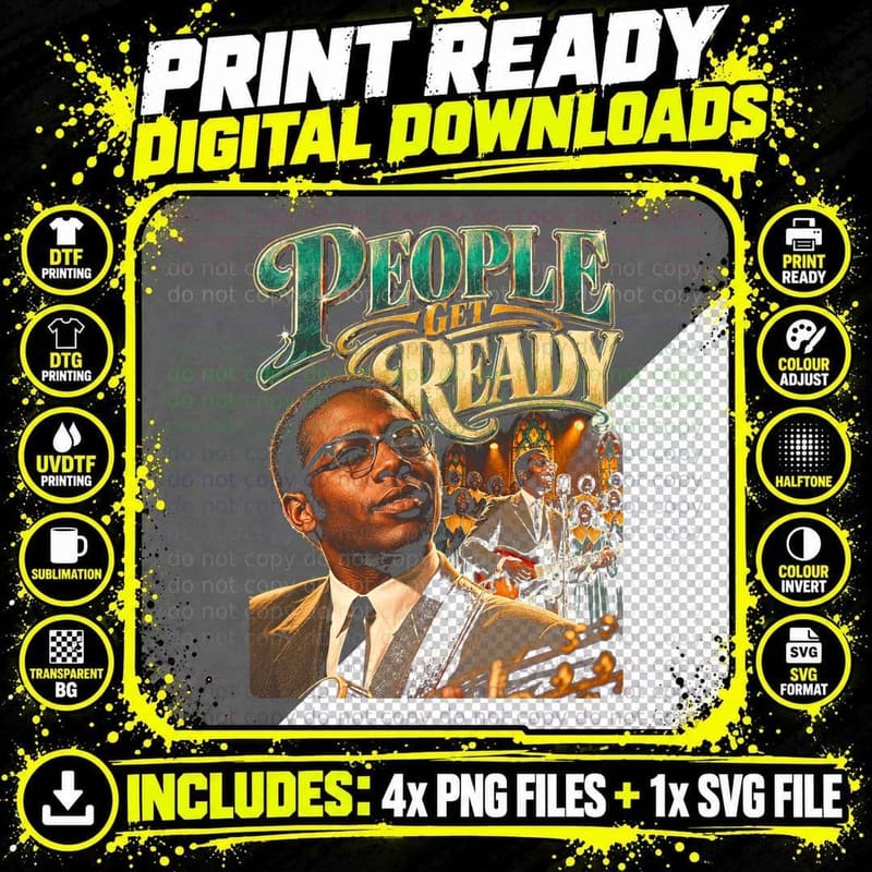 Curtis Mayfield People Get Ready Vintage Gospel Soul Png SVG Digital Bundle