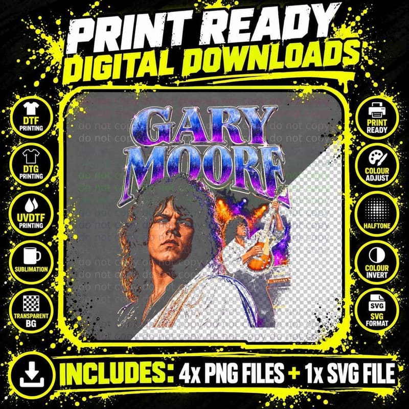 Gary Moore Vintage Thin Lizzy Black Rose Classic Hard Png SVG Digital Bundle