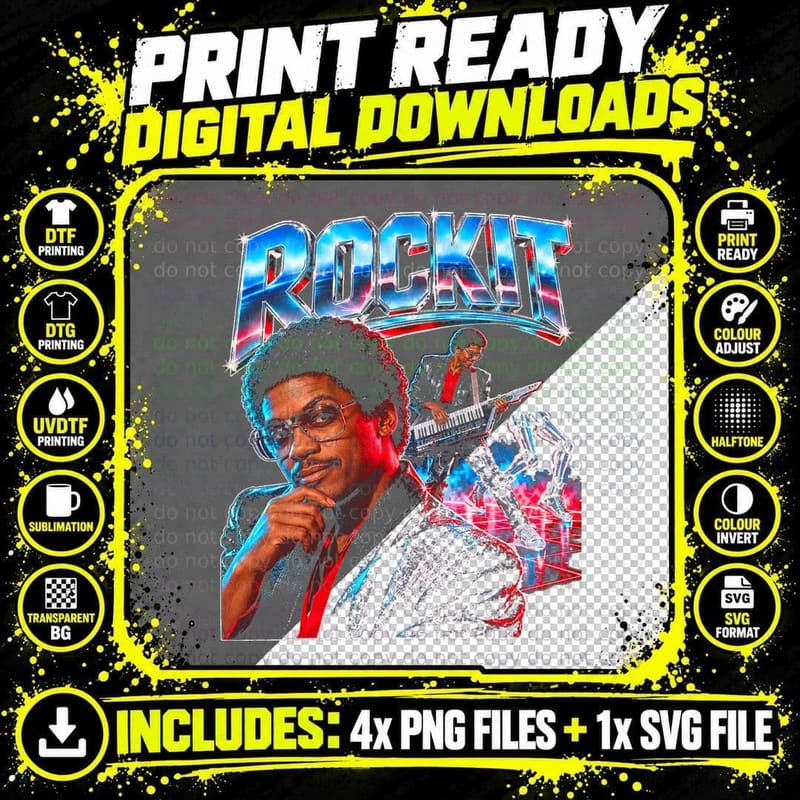 Herbie Hancock Rockit Vintage Future Shock Electro Funk Png SVG Digital Bundle