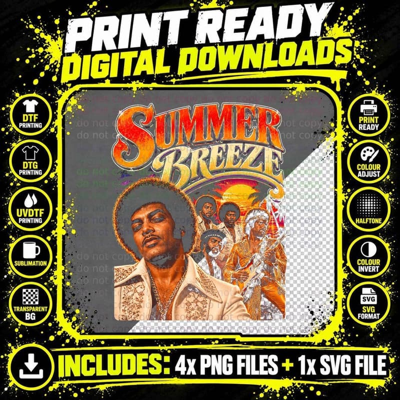 The Isley Brothers Summer Breeze Vintage 70s Soul Funk Png SVG Digital Bundle