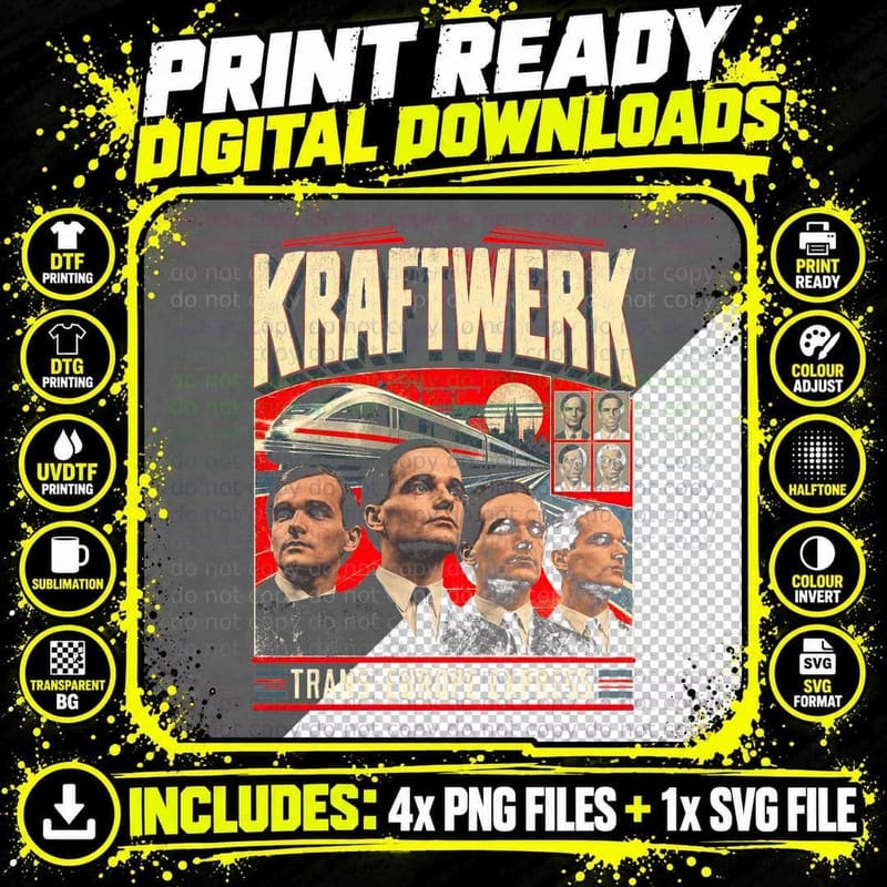 Kraftwerk Trans-Europe Express 70s Electronic Music Png SVG Digital Bundle