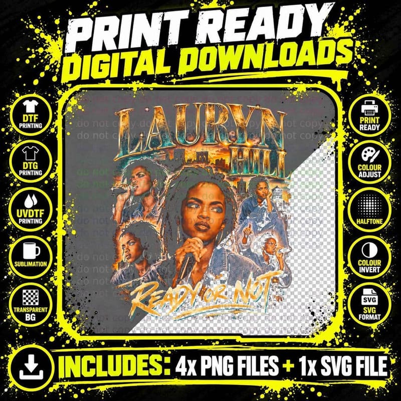 Lauryn Hill Ready or Not Fugees Vintage 90s Hip Hop Png SVG Digital Bundle