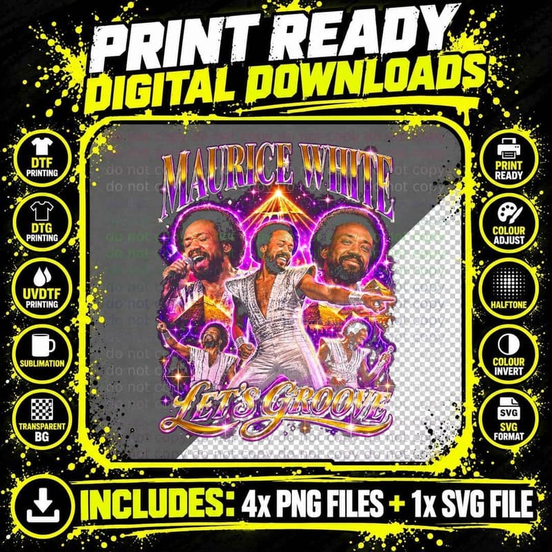 Maurice White Earth Wind and Fire Lets Groove Funk Fan Png SVG Digital Bundle