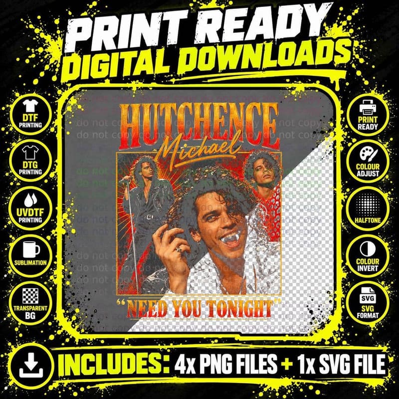 Michael Hutchence INXS Need You Tonight Retro 80s Rock Png SVG Digital Bundle