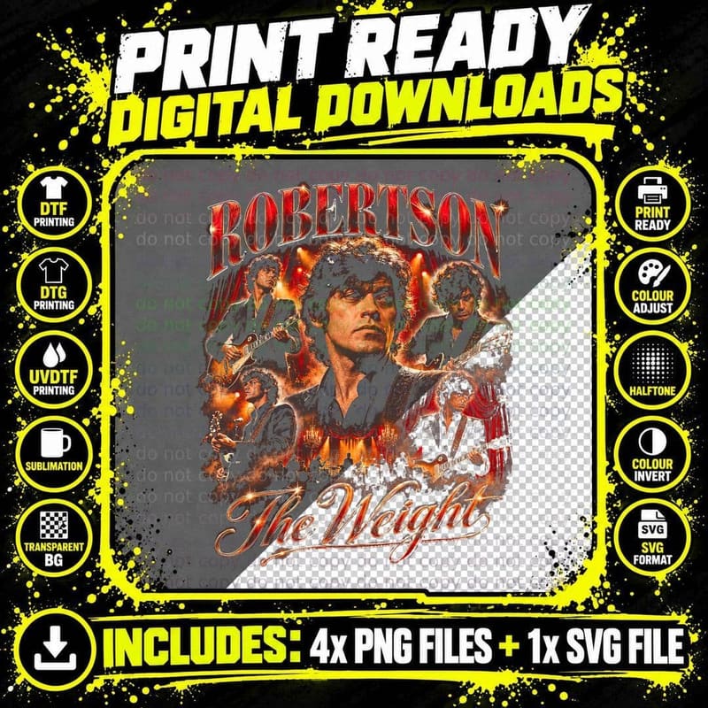 Robbie Robertson The Band The Weight Vintage Rock Fan Png SVG Digital Bundle