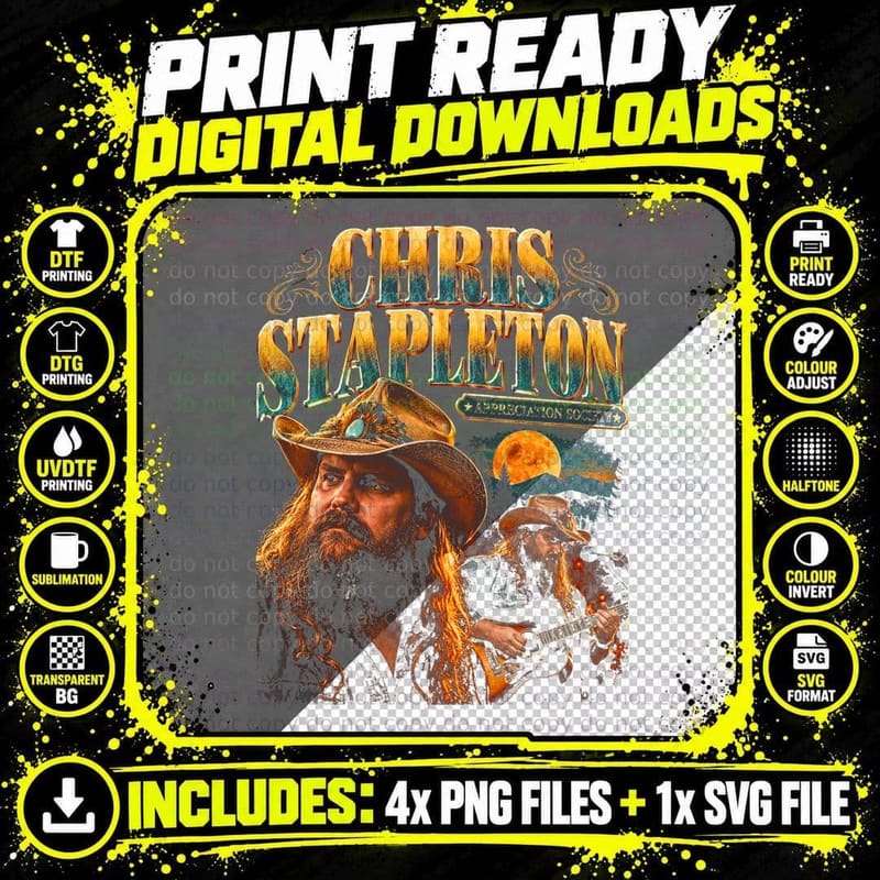 Chris Stapleton Country Music Outlaw Appreciation Png SVG Digital Bundle