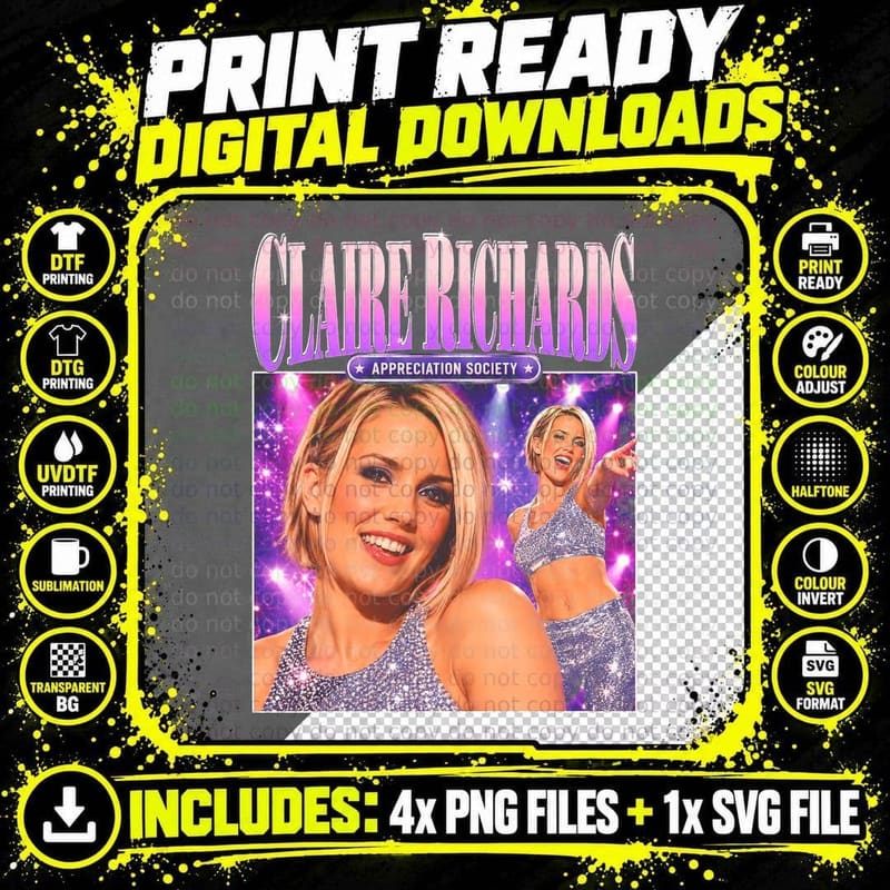 Claire Richards Steps Retro 90s Pop Appreciation Society Png SVG Digital Bundle