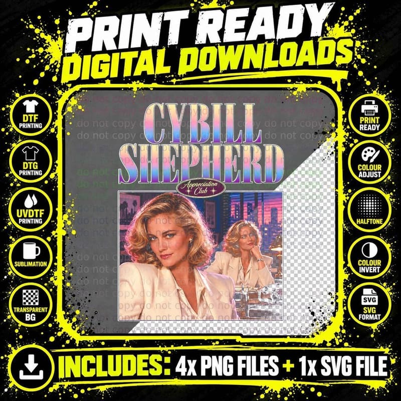 Cybill Shepherd Moonlighting Retro 80s TV Appreciation Png SVG Digital Bundle