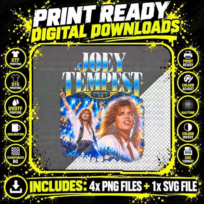 Joey Tempest Europe The Final Countdown Retro Rock Png SVG Digital Bundle