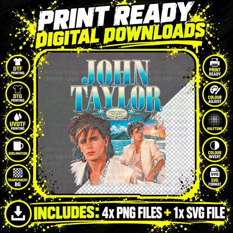 John Taylor Duran Duran Retro 80s New Romantic Fan Png SVG Digital Bundle