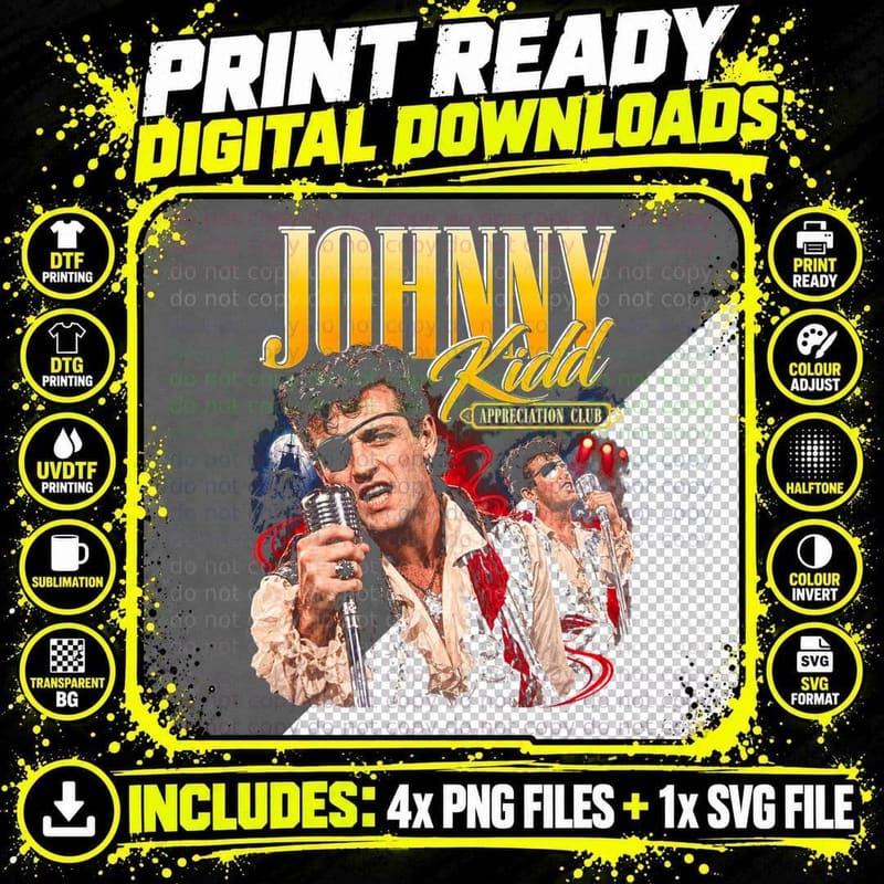 Johnny Kidd Appreciation Club Vintage British Rockabilly Png SVG Digital Bundle