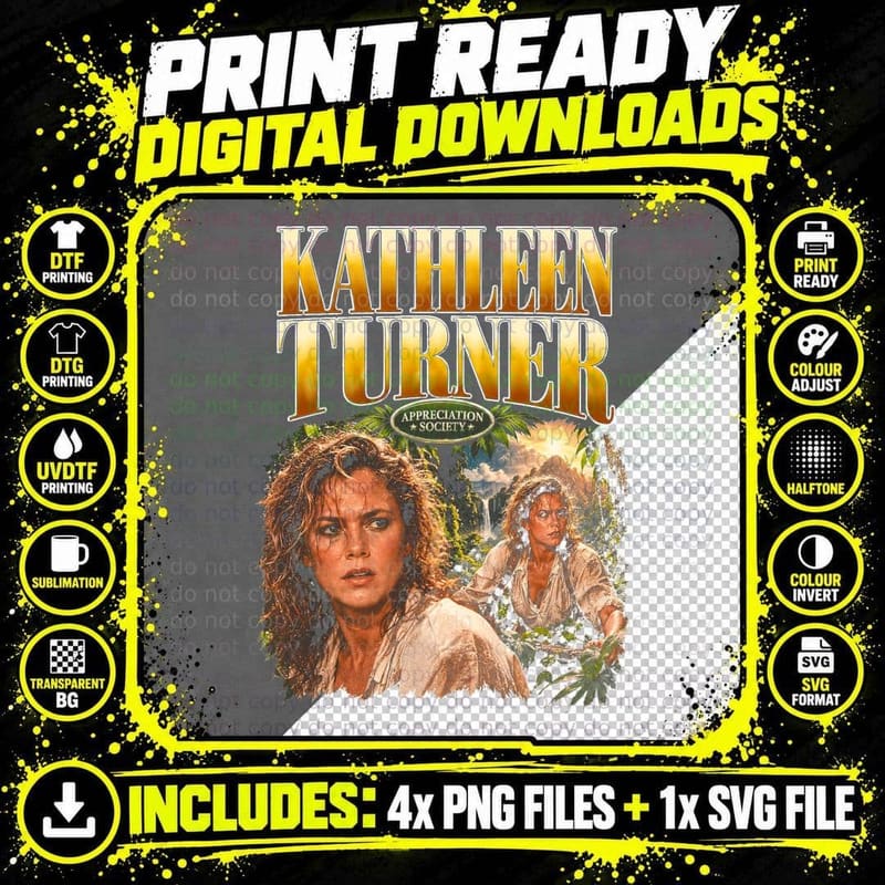 Kathleen Turner Romancing the Stone Retro 80s Film Fan Png SVG Digital Bundle