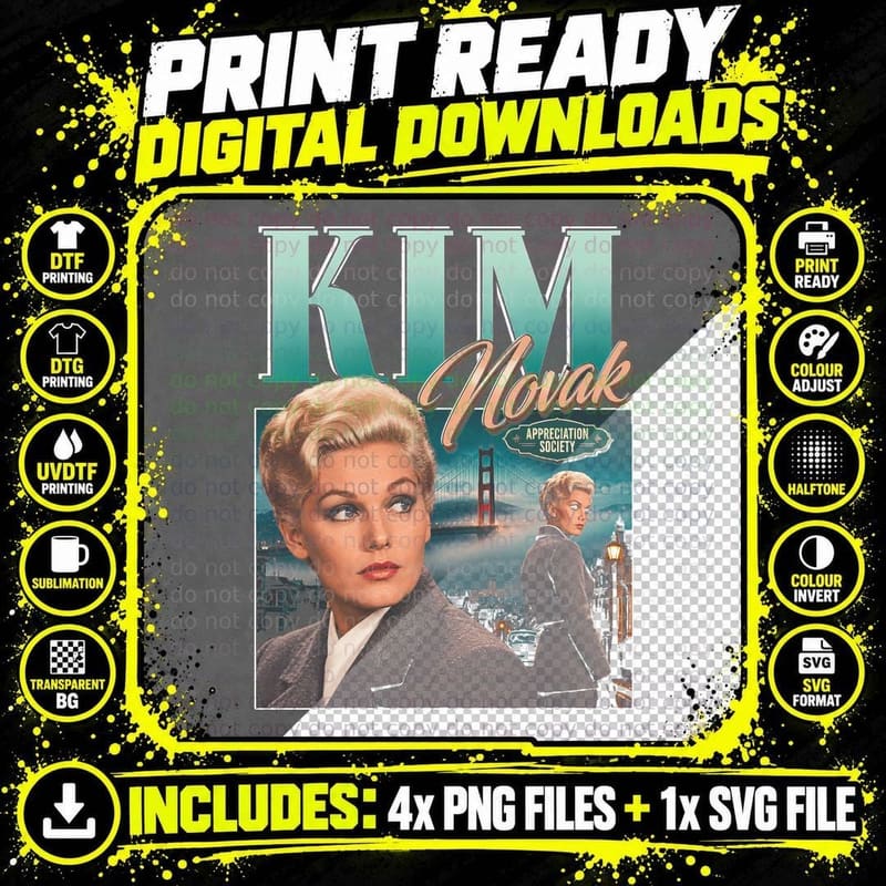 Kim Novak Vertigo Classic Hollywood Film Icon Png SVG Digital Bundle
