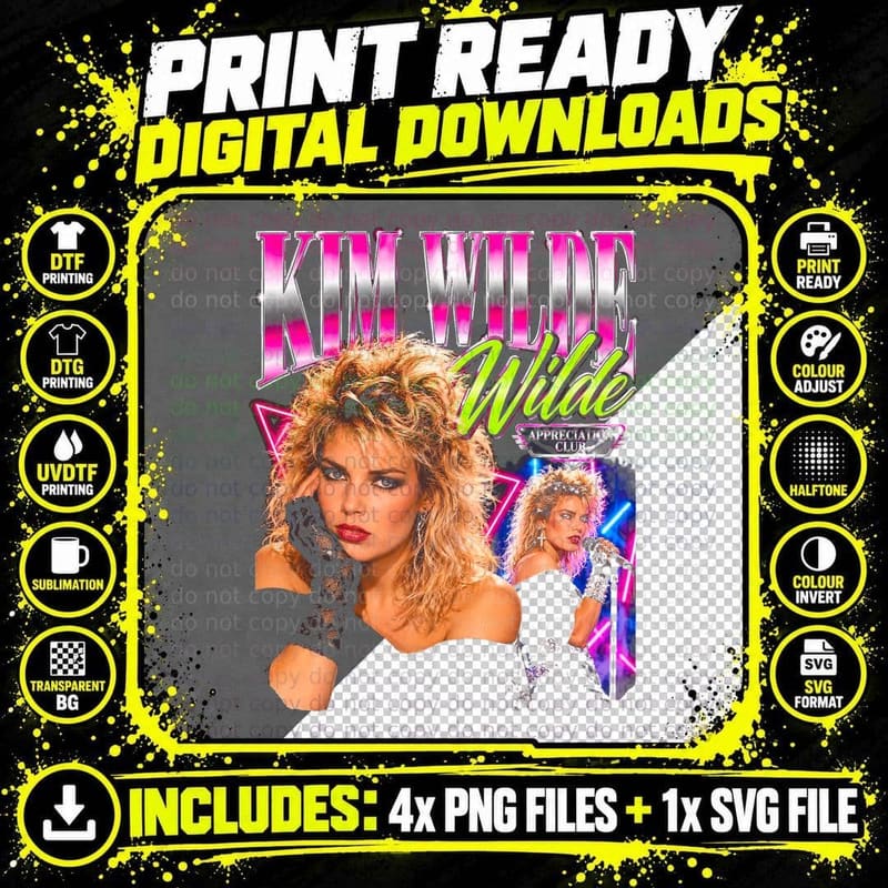 Kim Wilde Kids in America Retro 80s Pop Appreciation Png SVG Digital Bundle