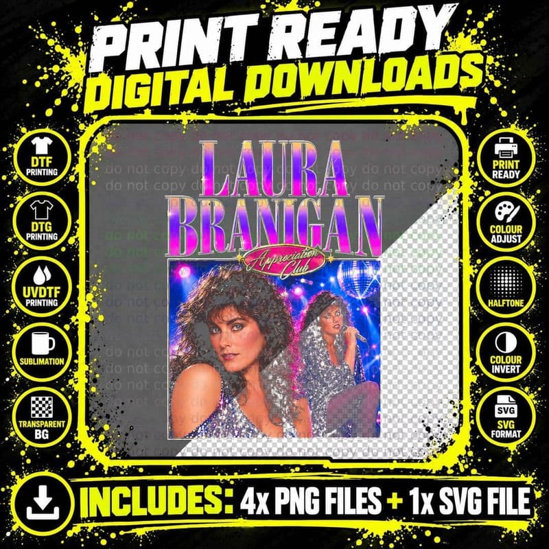 Laura Branigan Gloria Retro 80s Pop Singer Appreciation Png SVG Digital Bundle