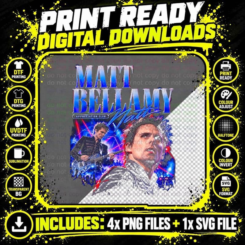 Matt Bellamy Muse Supermassive Alternative Rock Fan Gift Png SVG Digital Bundle