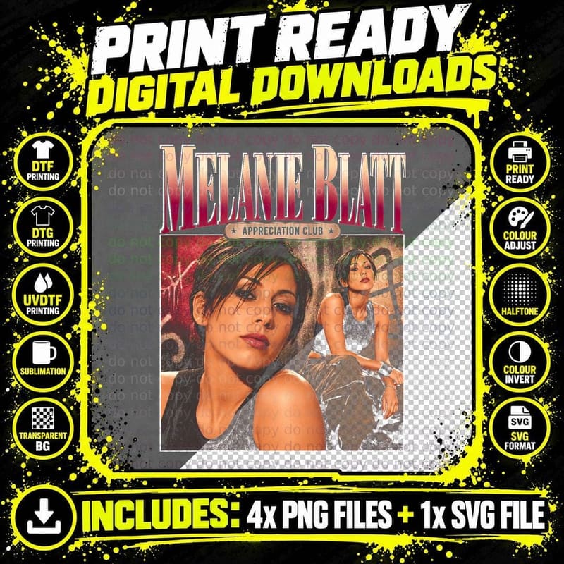 Melanie Blatt All Saints Retro 90s Girl Group Fan Gift Png SVG Digital Bundle