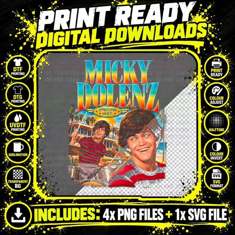 Micky Dolenz The Monkees 1966 Retro TV Pop Appreciation Png SVG Digital Bundle