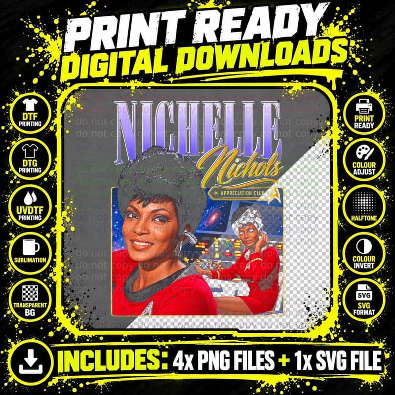 Nichelle Nichols Lt Uhura Retro 60s Sci-Fi TV Png SVG Digital Bundle