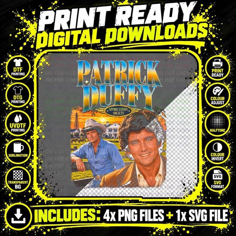 Patrick Duffy Dallas Bobby Ewing Retro TV Appreciation Png SVG Digital Bundle