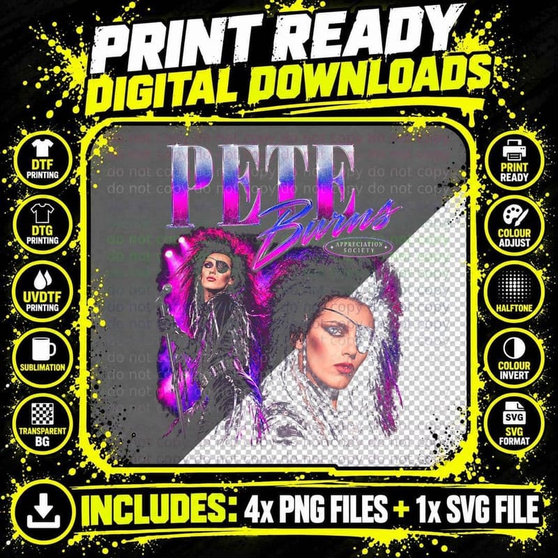 Pete Burns Dead or Alive Retro Rock Appreciation Society Png SVG Digital Bundle