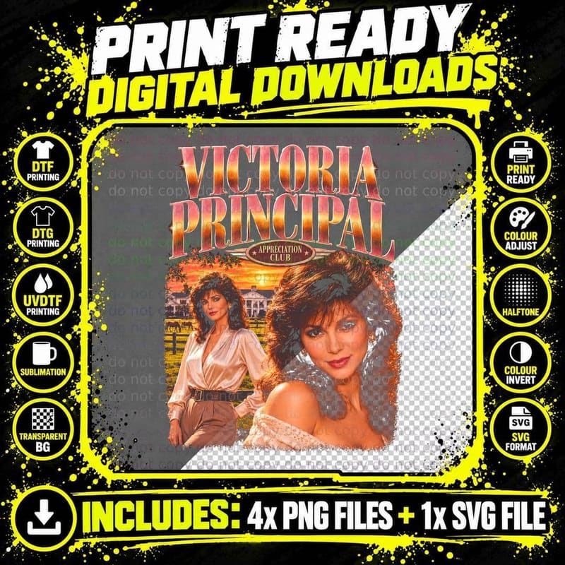 Victoria Principal Dallas Pam Ewing Retro TV Png SVG Digital Bundle