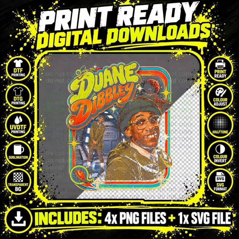 Red Dwarf Duane Dibbley Vintage Sci Fi Retro Fan Png SVG Digital Bundle
