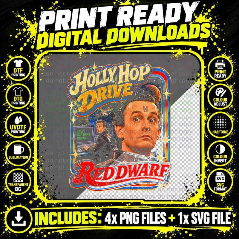 Red Dwarf Holly Hop Drive Vintage Sci Fi Retro Computer Png SVG Digital Bundle