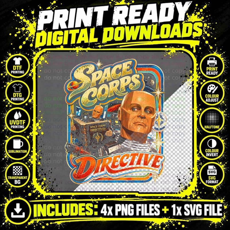 Red Dwarf Kryten Space Corps Directive Vintage Sci Fi Png SVG Digital Bundle