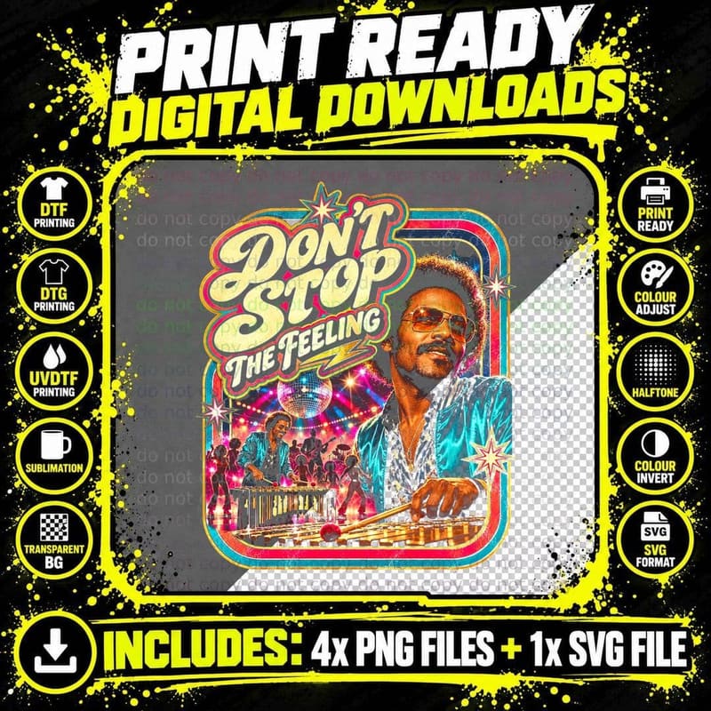 Roy Ayers Don't Stop The Feeling Retro Disco Funk Png SVG Digital Bundle