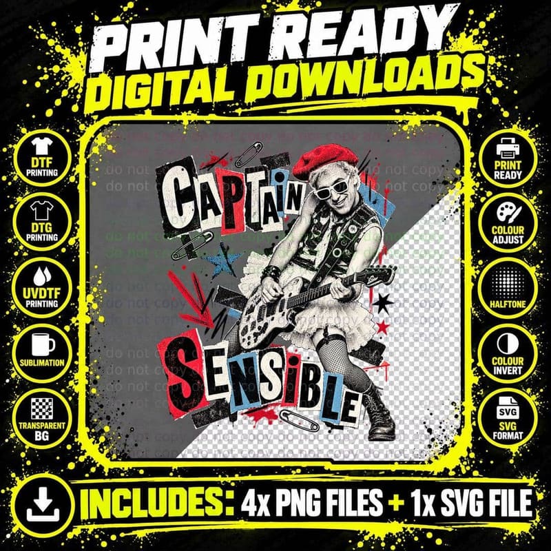 Captain Sensible The Damned Punk Zine Rock Music Fan Png SVG Digital Bundle
