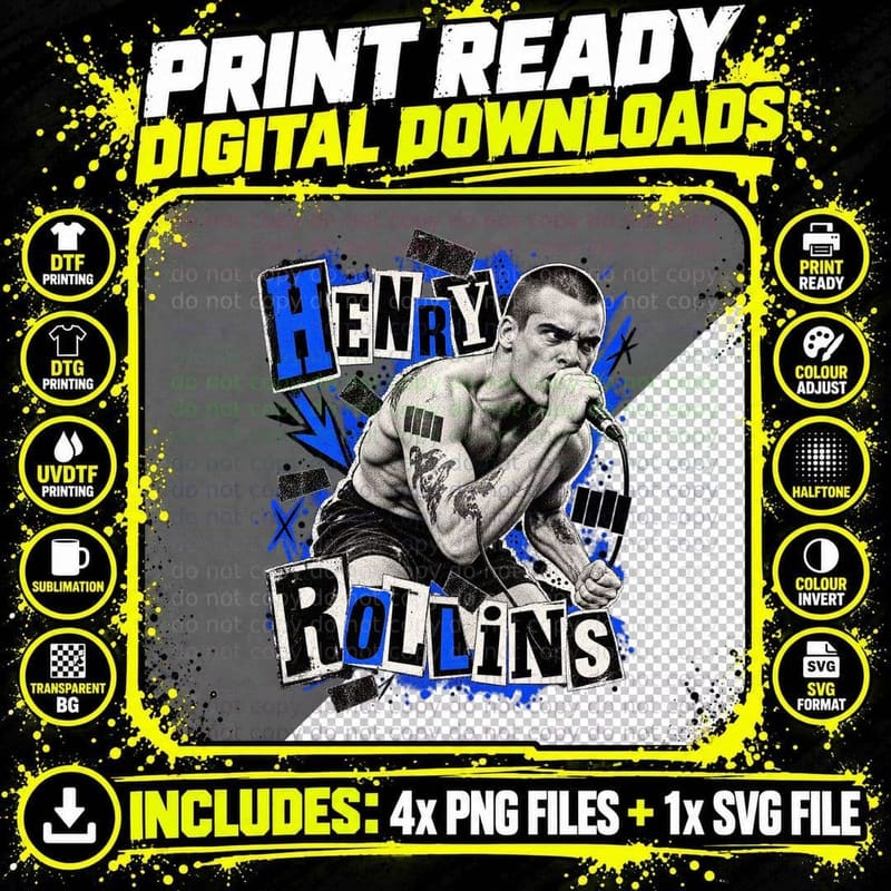 Henry Rollins Black Flag Hardcore Punk Vintage Zine Png SVG Digital Bundle