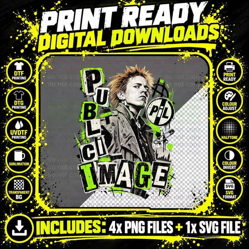 John Lydon Post Punk 1980 Vintage Punk Zine Music Fan Png SVG Digital Bundle