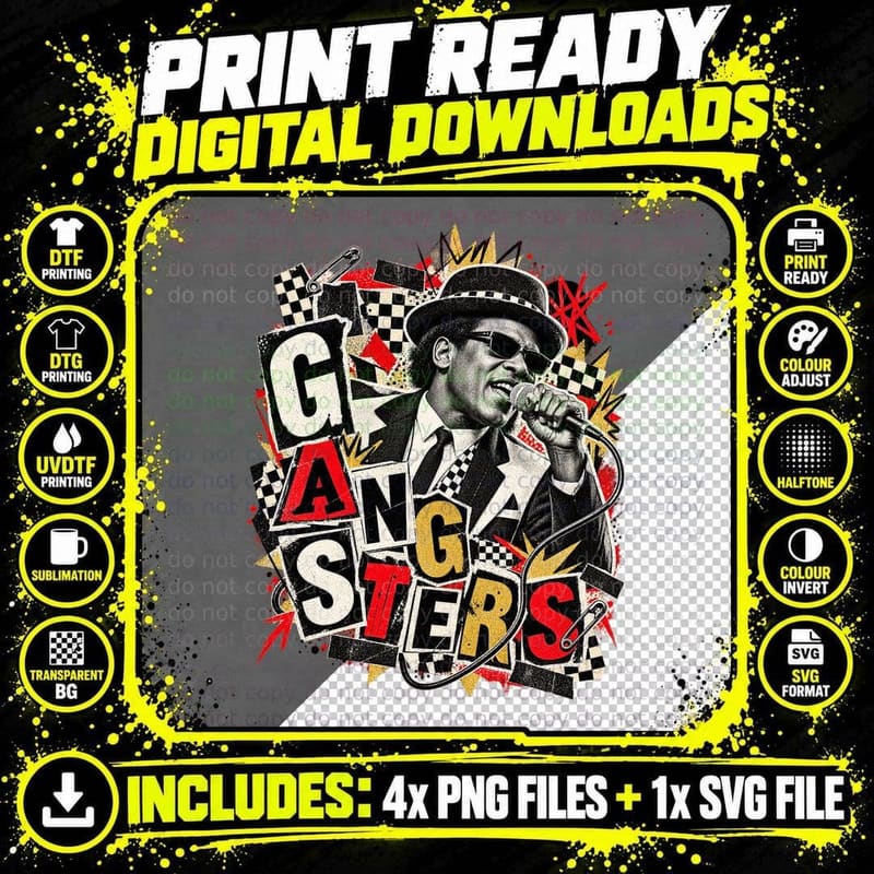 Neville Staple The Specials Ska 1980 Gangsters Music Png SVG Digital Bundle