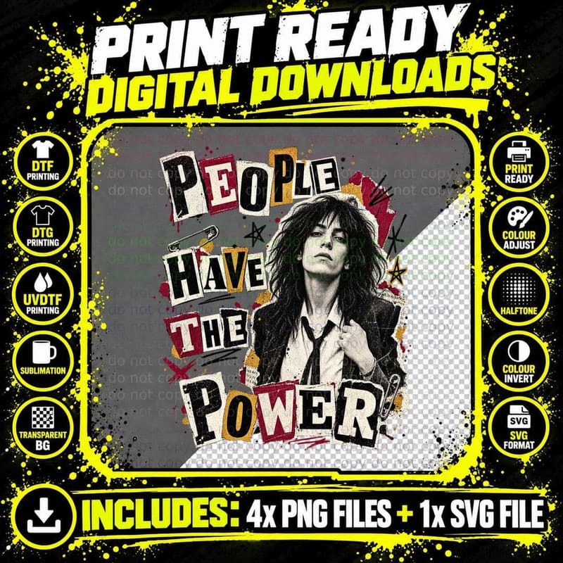 Patti Smith People Have The Power Punk Zine Rock Music Png SVG Digital Bundle