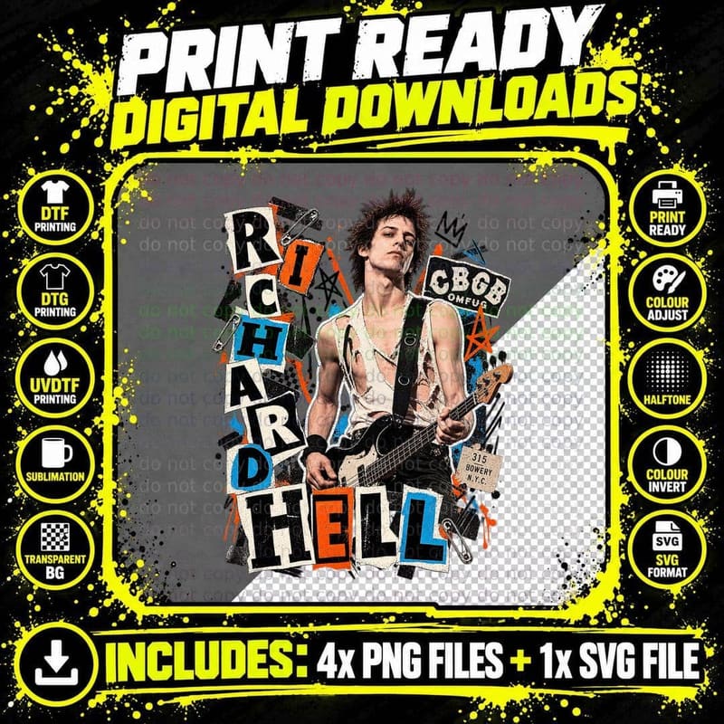 Richard Hell New York Punk Zine Vintage Punk Music Fan Png SVG Digital Bundle