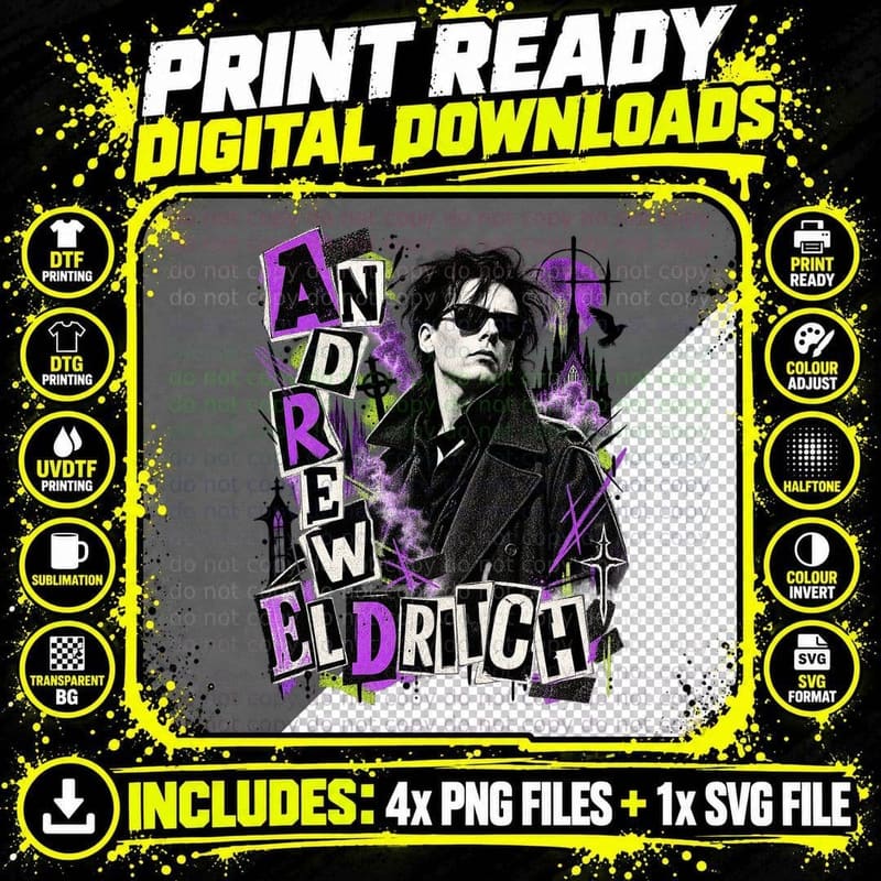 Sisters of Mercy Goth Punk Zine Andrew Eldritch Music Png SVG Digital Bundle