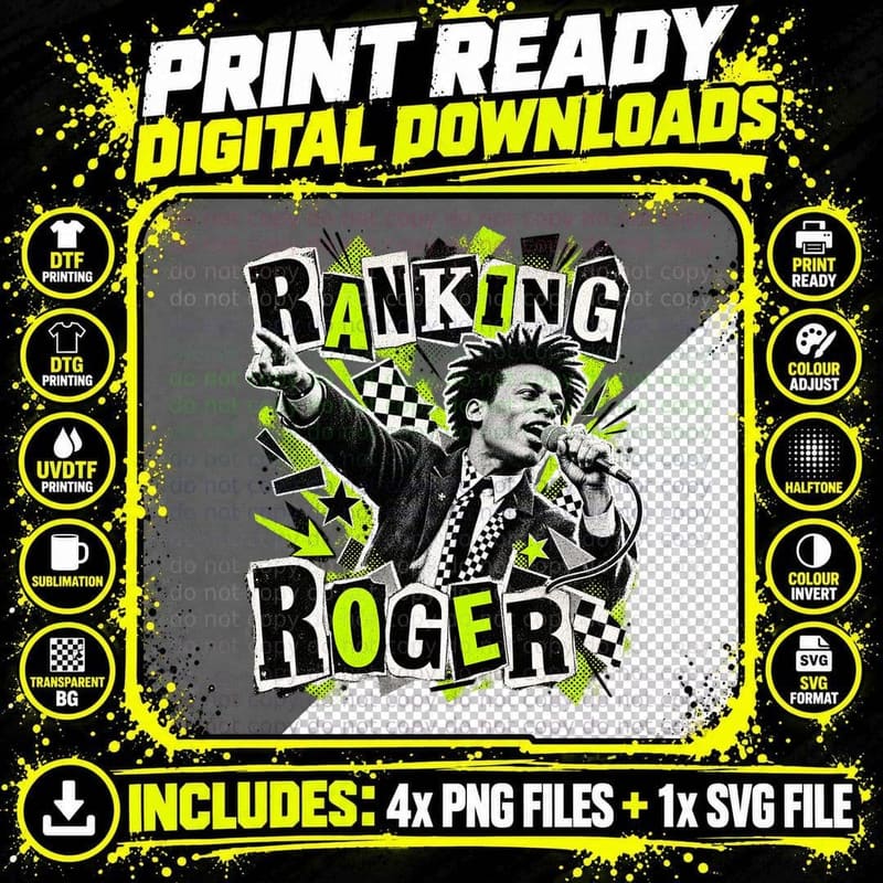 The Beat Ranking Roger 2 Tone Ska Punk Ransom Note UK Png SVG Digital Bundle