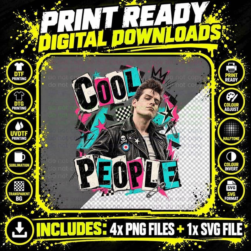 The Young Ones Mike Cool People Vintage Punk Collage Png SVG Digital Bundle