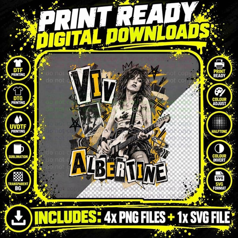 Viv Albertine The Slits Punk Rock Vintage Gig T-Shirt Png SVG Digital Bundle