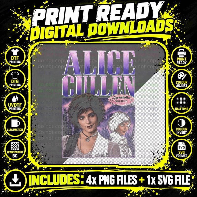 Alice Cullen Twilight Appreciation Society Retro Bootleg Png SVG Digital Bundle
